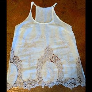 ST. TROPEZ WEST Embroidered Linen tank